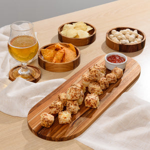 Conjunto 3 Petisqueiras com Bandeja Maragogi em Madeira Teca Laguiole La Maison