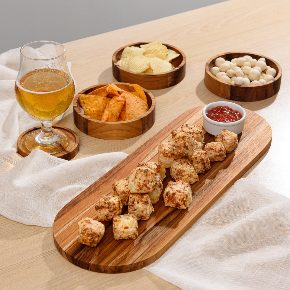 Conjunto 3 Petisqueiras com Bandeja Maragogi em Madeira Teca Laguiole La Maison
