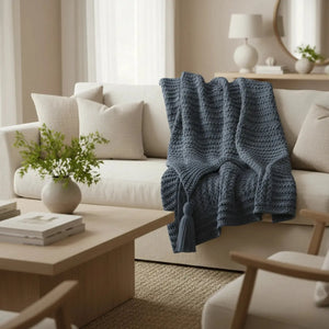 Manta Tricot Trama Lotus 1,80x0,90 Azul Jeans