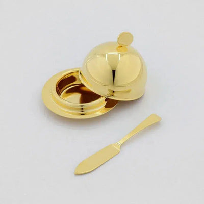 Manteigueira Ravena Inox Revestido em Ouro 24k com Espátula Riva