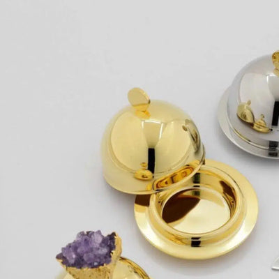 Manteigueira Ravena Inox Revestido em Ouro 24k com Espátula Riva