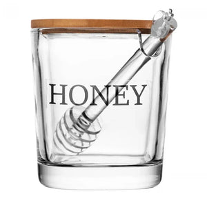 Meleira de Vidro com Tampa de Bambu Basic 11x9x9cm