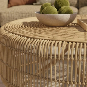 Mesa Centro Laiso Rattan Trançado Bahali 100x40cm