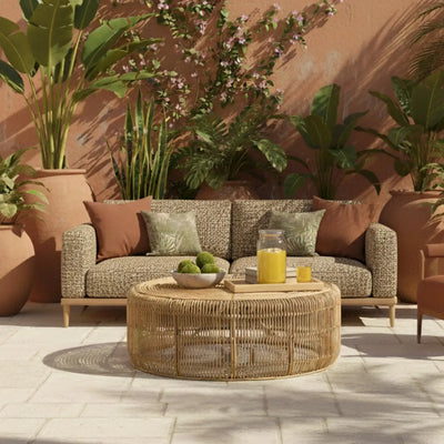 Mesa Centro Laiso Rattan Trançado Bahali 100x40cm