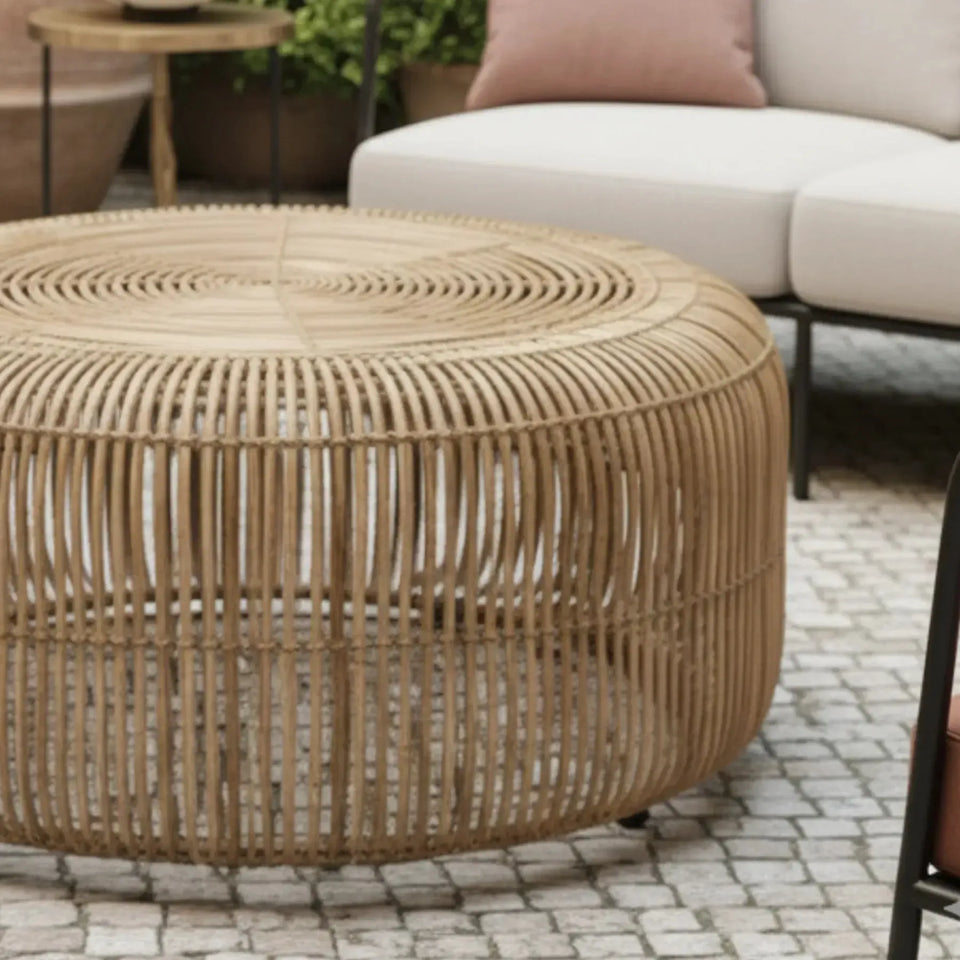 Mesa Centro Laiso Rattan Trançado Bahali 60x40cm