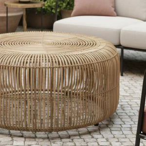 Mesa Centro Laiso Rattan Trançado Bahali 80x40cm