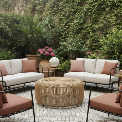 Mesa Centro Laiso Rattan Trançado Bahali 80x40cm