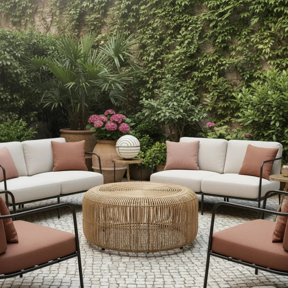 Mesa Centro Laiso Rattan Trançado Bahali 80x40cm