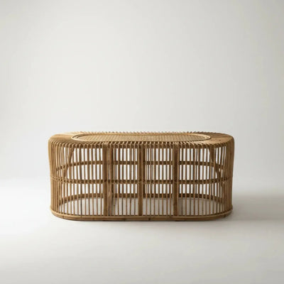 Mesa Centro Mandola Retangular em Rattan Trançado Bahali 110x60x45cm