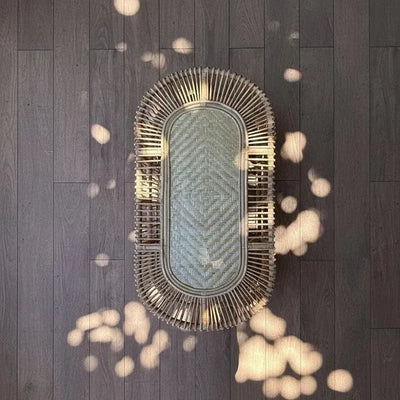 Mesa Centro Mandola Retangular em Rattan Trançado Bahali 110x60x45cm