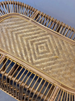 Mesa Centro Mandola Retangular em Rattan Trançado Bahali 110x60x45cm