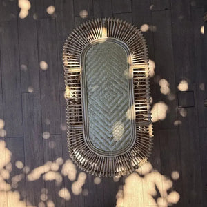 Mesa Centro Mandola Retangular em Rattan Trançado Bahali 110x60x45cm