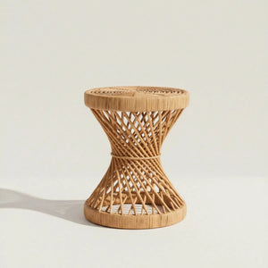 Mesa Lateral Mandola Redonda em Rattan Trançado Bahali 35x45cm