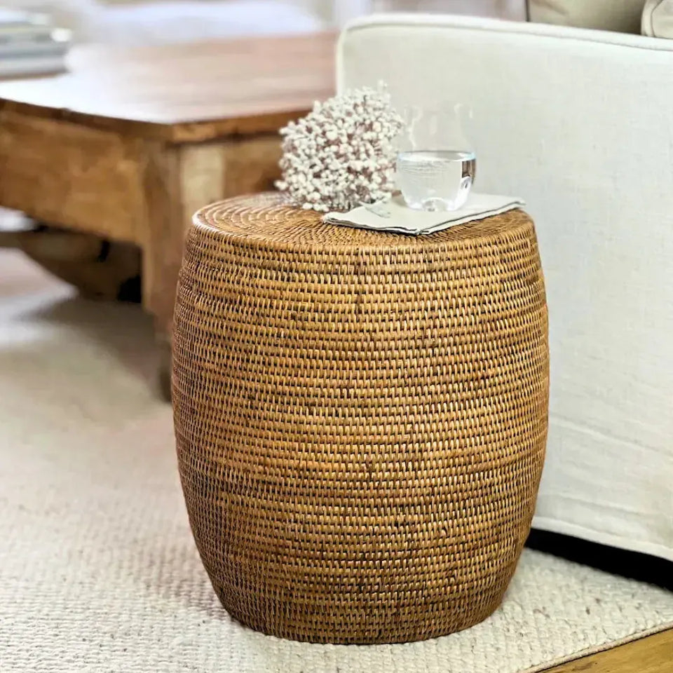 Mesa Lateral Redonda em Rattan Bahali 37x45cm