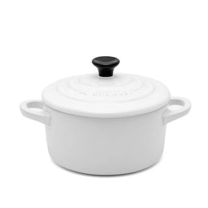 Kit Prato para Aperitivo 34cm Branco + 4 Mini Cocotte 10cm Branco Le Creuset