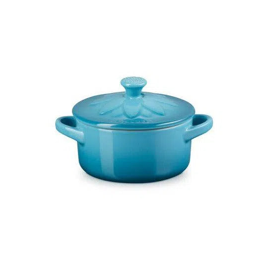 Mini Cocotte Cerâmica Sunflower Azul Caribe Pegador Colorido Le Creuset