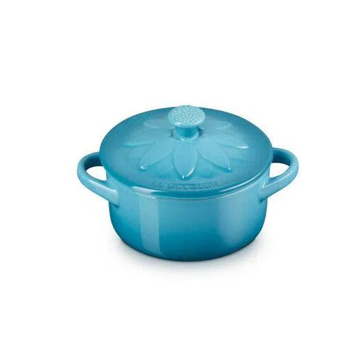 Mini Cocotte Cerâmica Sunflower Azul Caribe Pegador Colorido Le Creuset