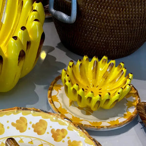 Mini Fruteira Banana Cerâmica Amarelo Lima 6,5x14,5cm Maison Blanche