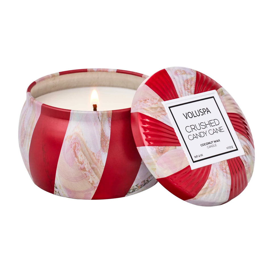 Mini Vela Voluspa Lata Crushed Candy Cane 25 Horas