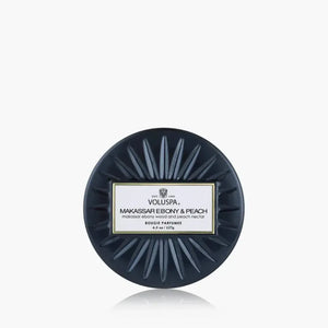 Mini Vela Voluspa Lata Makassar Ebony e Peach 25 Horas