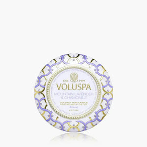 Mini Vela Voluspa Lata Mountain Lavender e Chamomile 25 Horas