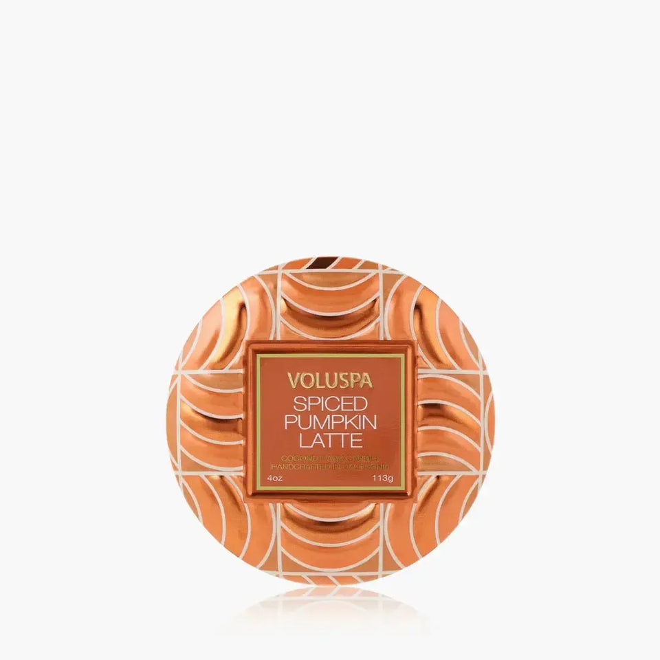 Mini Vela Voluspa Lata Spiced Pumpkin Latte 25 Horas