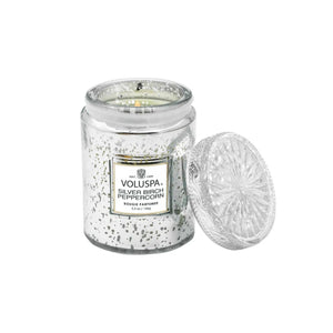 Mini Vela Voluspa Pote de Vidro Silver Birch Peppercorn 50 Horas