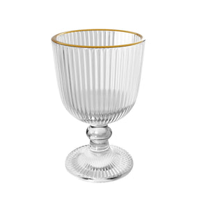 OUTLET: Jogo 2 Taças para Vinho Vidro Cristalino Borda Dourada Lines 380ml