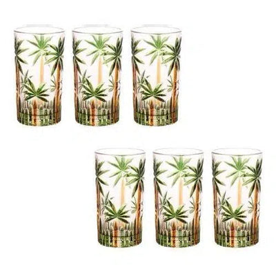 OUTLET: Jogo 6 Copos Altos Palm Tree Handpaint 360ml