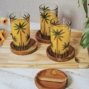 OUTLET: Jogo 6 Copos Altos Palm Tree Handpaint 360ml
