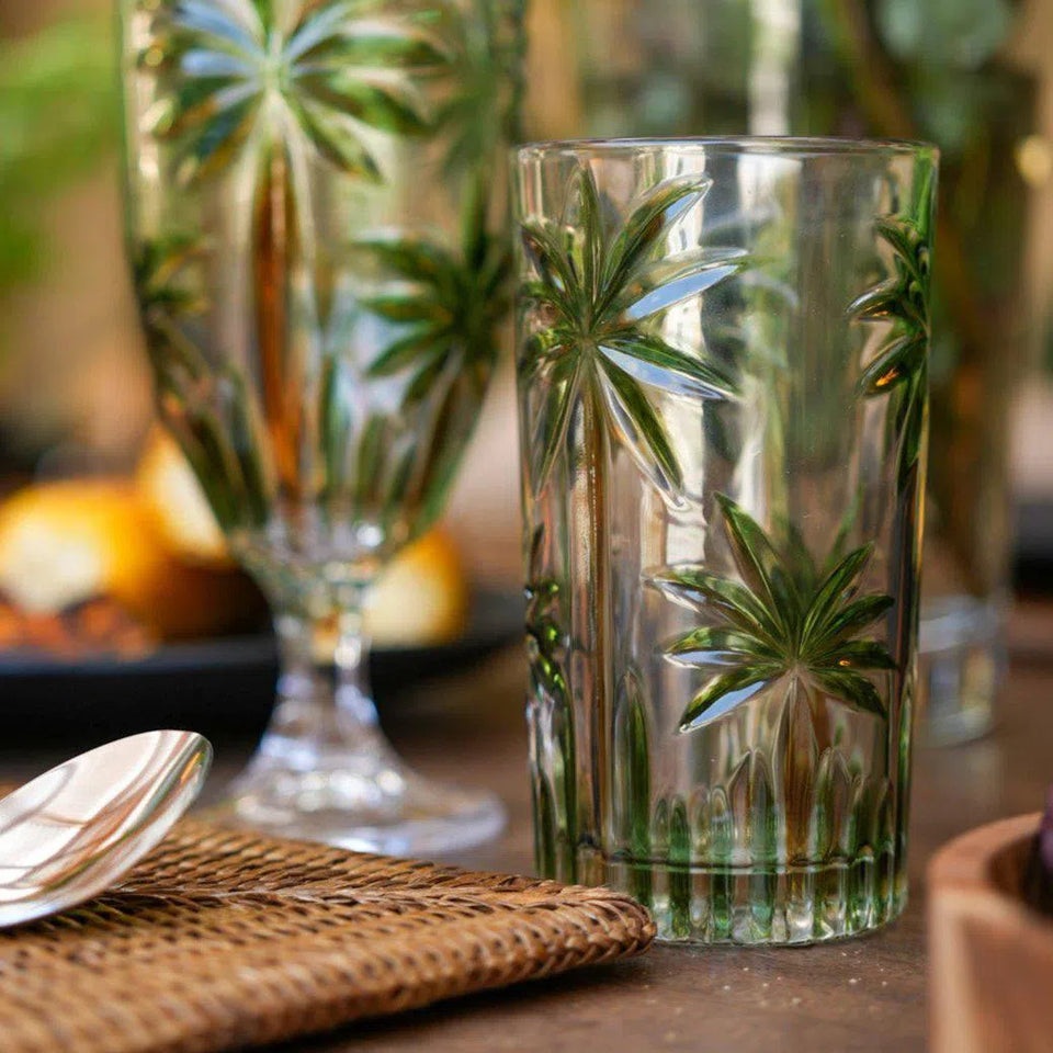 OUTLET: Jogo 6 Copos Altos Palm Tree Handpaint 360ml