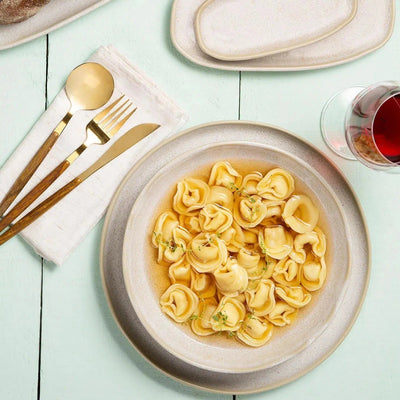 OUTLET: Jogo 6 Pratos Fundos Stoneware Bio Latte 22,5cm Porto Brasil