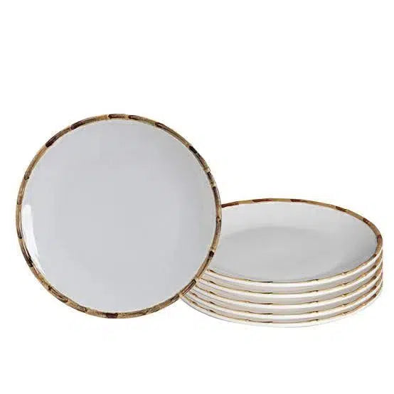 OUTLET: Jogo 6 Pratos de Sobremesa Cerâmica Bambu 20cm Scalla