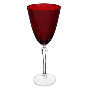 OUTLET: Jogo 6 Taças para Água ou Vinho em Cristal Bohemia Elizabeth Vermelho 350ml