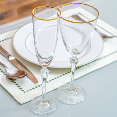 OUTLET: Jogo 6 Taças para Espumante em Cristal Lapidado Bohemia Elizabeth Gold 200ml