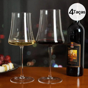 OUTLET: Kit com 4 Taças para Vinho em Cristal Sommelier 760ml Haste Longa