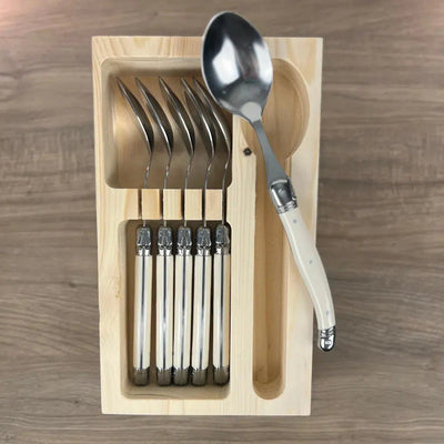 OUTLET: Kit com 6 Colheres Luxo Marfim Laguiole La Maison