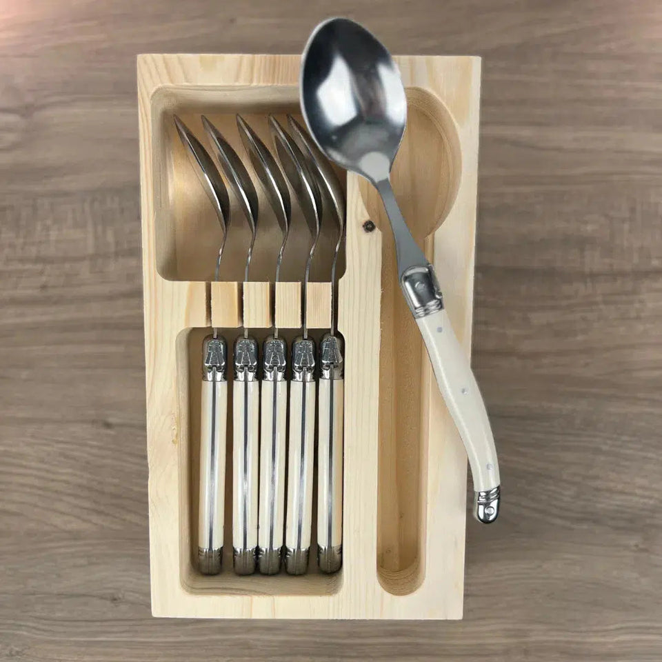 OUTLET: Kit com 6 Colheres Luxo Marfim Laguiole La Maison