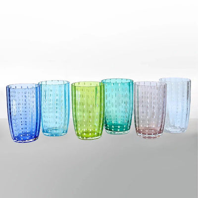 OUTLET: Kit com 6 Copos para Água em Vidro Cristalino Coloratta 350ml Cores Sortidas