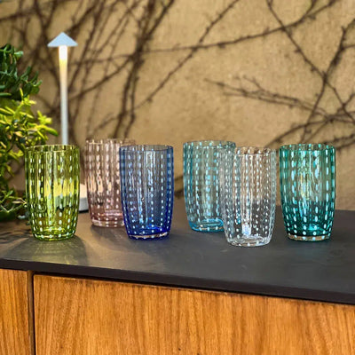 OUTLET: Kit com 6 Copos para Água em Vidro Cristalino Coloratta 350ml Cores Sortidas