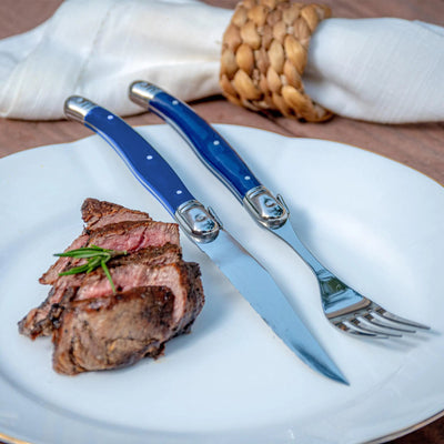 OUTLET: Kit com 6 Garfos Luxo Azul Marinho Laguiole La Maison