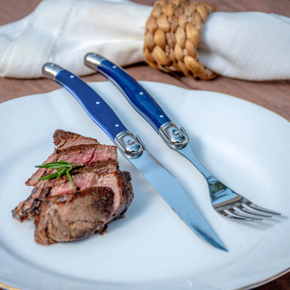 OUTLET: Kit com 6 Garfos Luxo Azul Marinho Laguiole La Maison