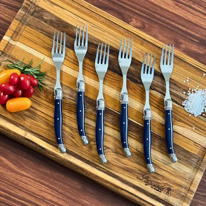 OUTLET: Kit com 6 Garfos Luxo Azul Marinho Laguiole La Maison