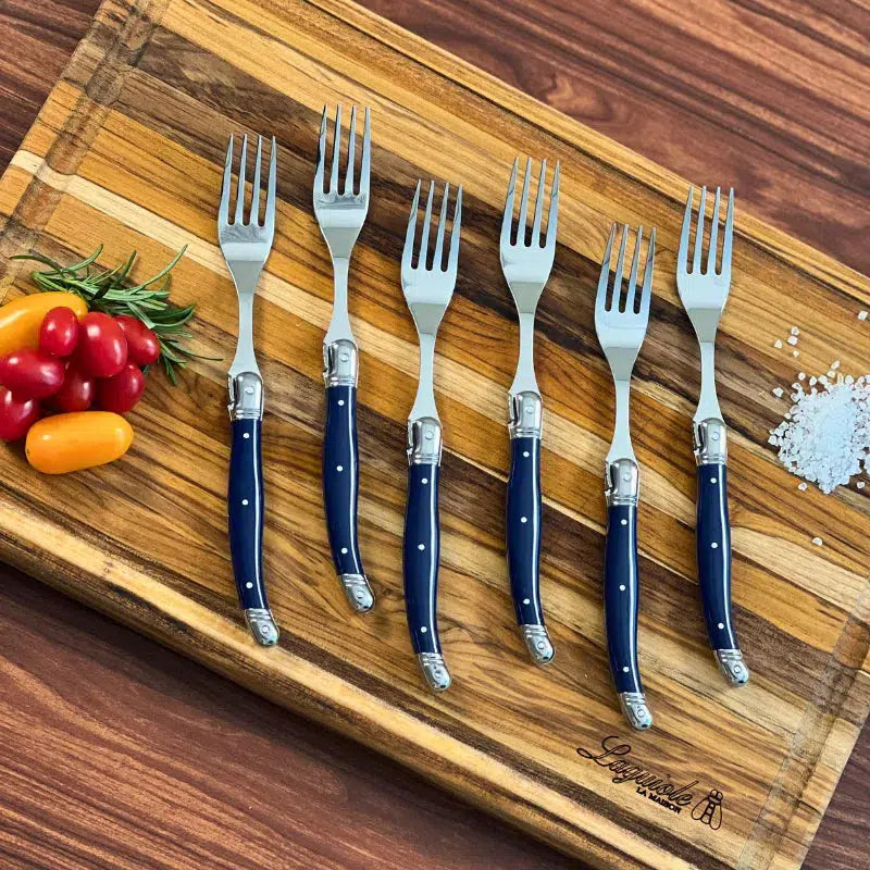 OUTLET: Kit com 6 Garfos Luxo Azul Marinho Laguiole La Maison