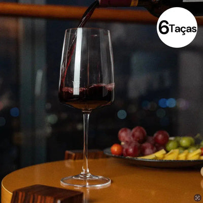 OUTLET: Kit com 6 Taças para Vinho em Cristal Linha Quadratta 660ml Artevino