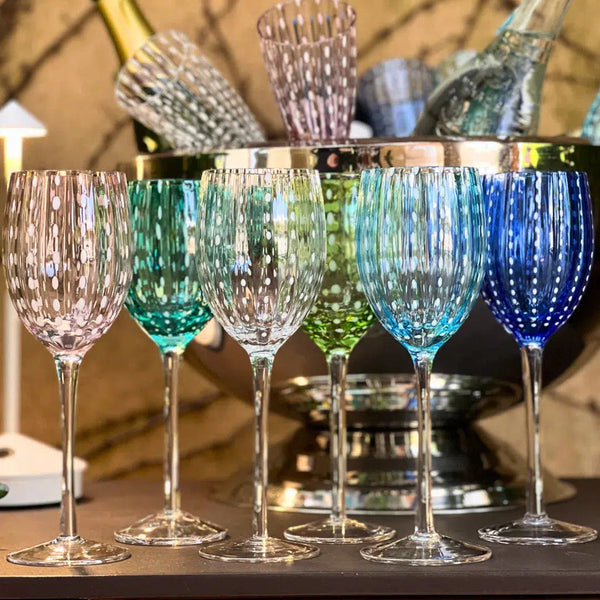 OUTLET: Kit com 6 Taças para Vinho em Vidro Cristalino Coloratta 360ml Cores Sortidas