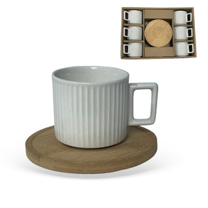 Jogo 6 Xícaras Café Cerâmica Branca Calm 90ml
