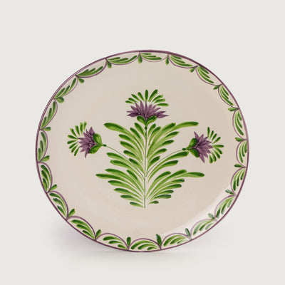 Prato Raso Cerâmica Sinuoso 27cm Flor de Alcachofra