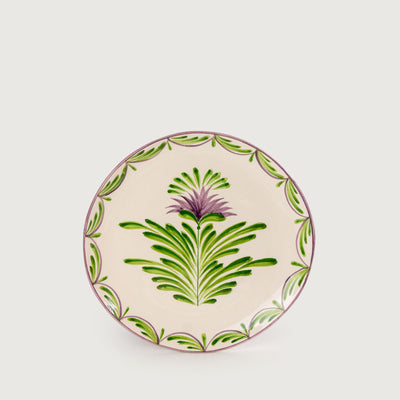 Prato Sobremesa Cerâmica Sinuoso 20cm Flor de Alcachofra