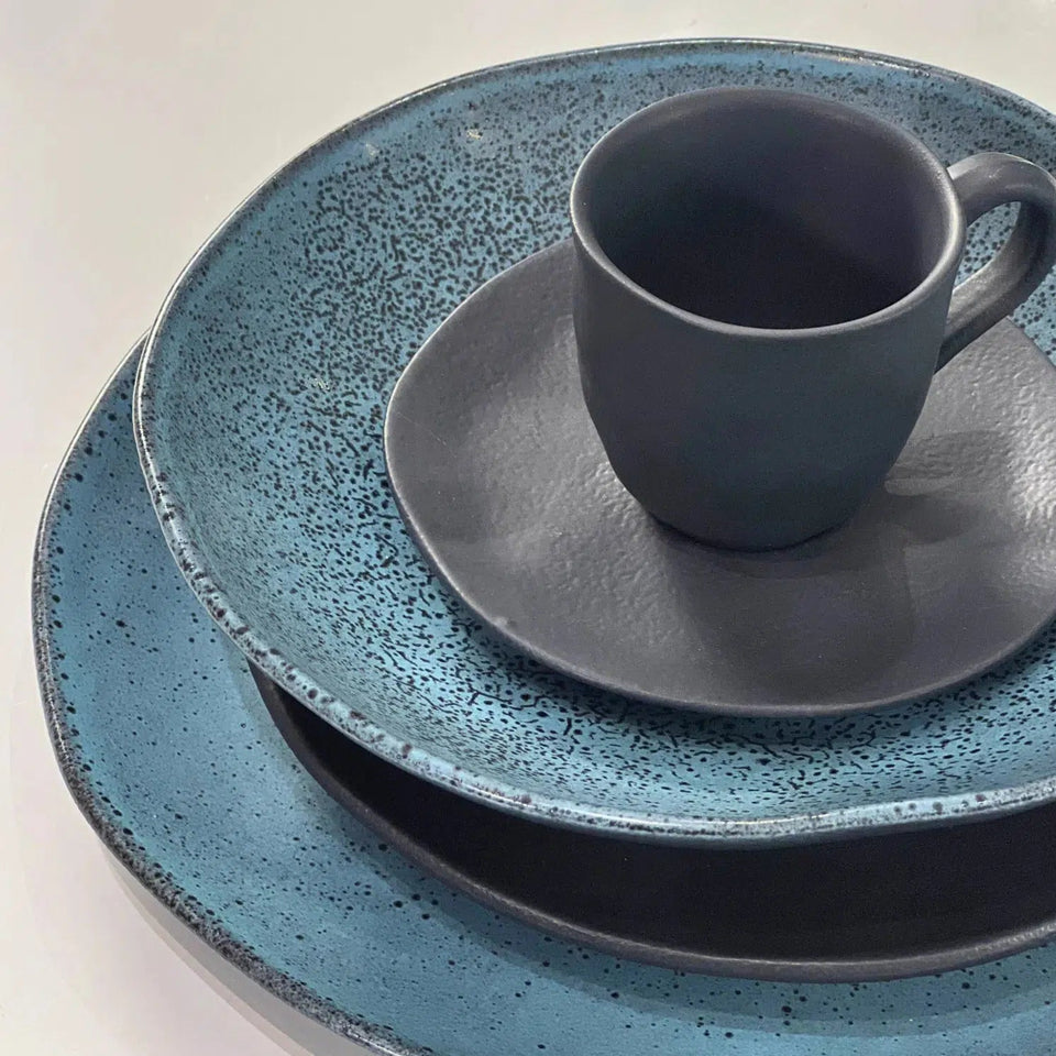 PRÉ-VENDA: Aparelho de Jantar Stoneware Porto Brasil Mix & Match - Petroleum & Preto Matte (30 Peças)